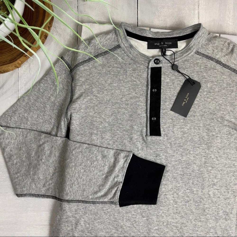 Rag & Bone Gibson Henley in Heatherd Gray - Picture 1 of 13